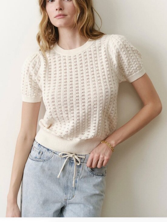 Marine Layer Tops - Marine Layer Ellie Puff Sleeve Sweater Size M